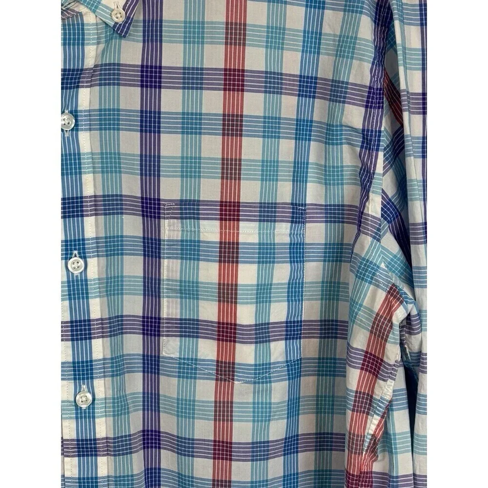 J CREW Casual Flex Button Down Shirt Men XL Slim Fit Light Weight Plaid Cotton